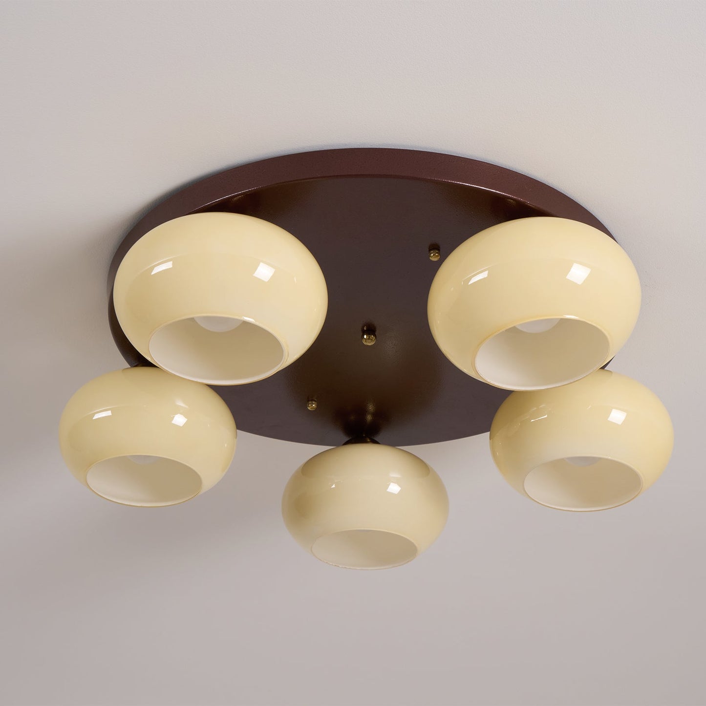 Aurevo 5-Light Amber Glass Flush Mount Ceiling Light