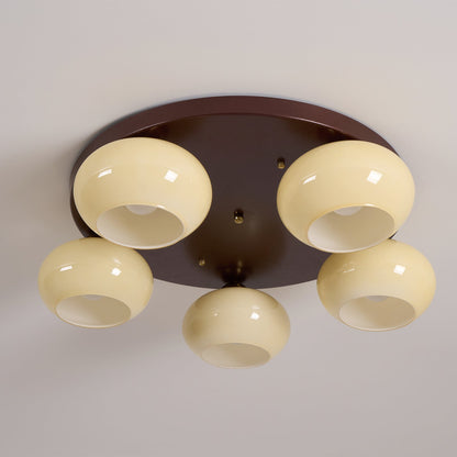 Aurevo 5-Light Amber Glass Flush Mount Ceiling Light