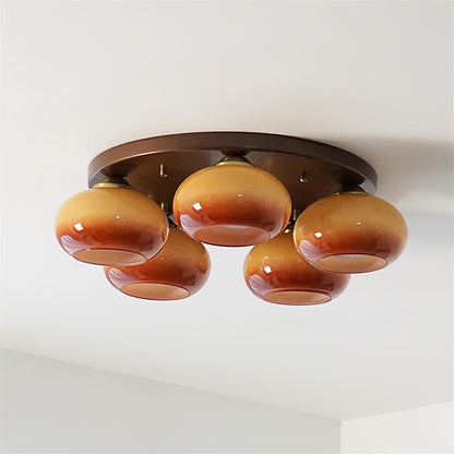 Aurevo 5-Light Amber Glass Flush Mount Ceiling Light