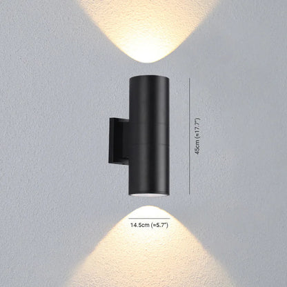 Kren Minimalist Metal Double-headed Outdoor Wall Lamp, Black