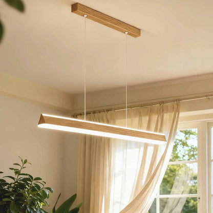 Linear Wood Grain Pendant Light Iron LED