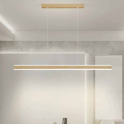 Linear Wood Grain Pendant Light Iron LED