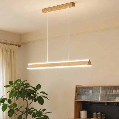 Linear Wood Grain Pendant Light Iron LED