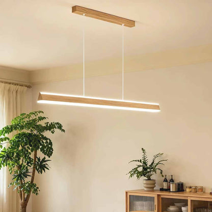 Linear Wood Grain Pendant Light Iron LED