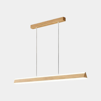 Linear Wood Grain Pendant Light Iron LED
