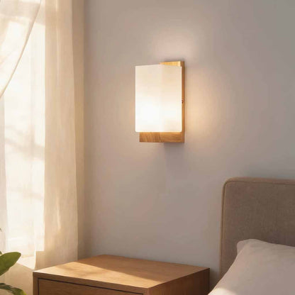 Minimalist Wood Rectangle Wall Lamp for Bedside