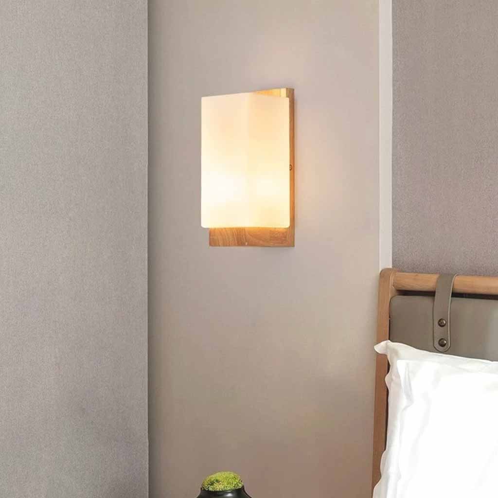 Minimalist Wood Rectangle Wall Lamp for Bedside