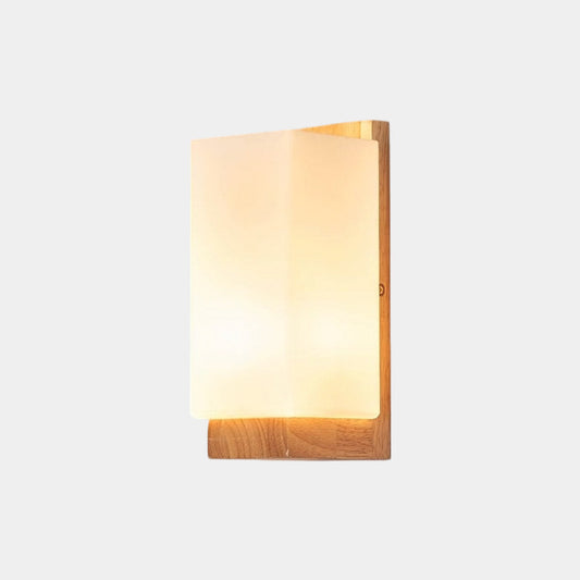 Minimalist Wood Rectangle Wall Lamp for Bedside
