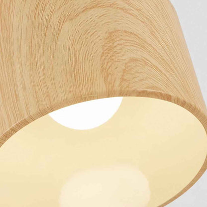 Modern Small Pendant Light White & Wood Grain Iron