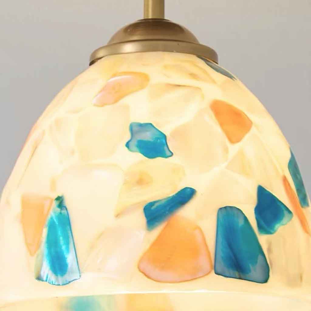 Mosaic Colorful Glass Shell Ceiling Light Semi-Flush Mount
