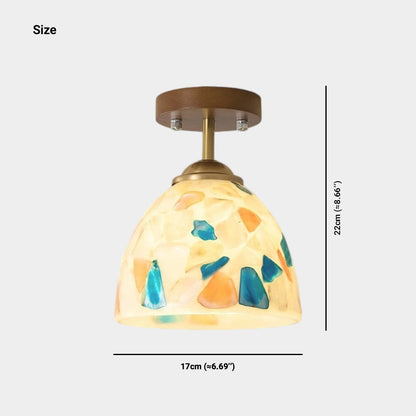 Mosaic Colorful Glass Shell Ceiling Light Semi-Flush Mount