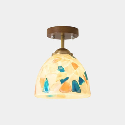 Mosaic Colorful Glass Shell Ceiling Light Semi-Flush Mount