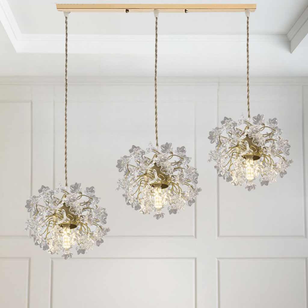 Ceiling / Pendant Light French Floral Brass Crystal