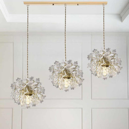Ceiling / Pendant Light French Floral Brass Crystal