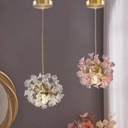 Ceiling / Pendant Light French Floral Brass Crystal