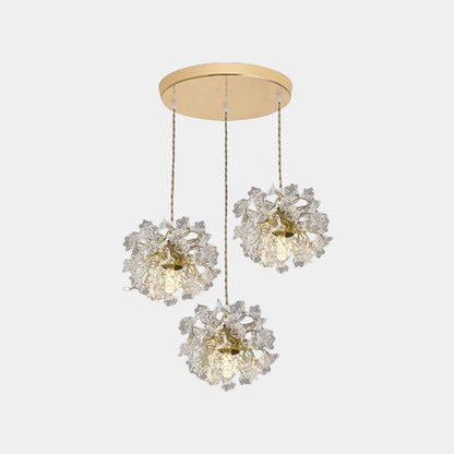 Ceiling / Pendant Light French Floral Brass Crystal
