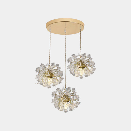 Ceiling / Pendant Light French Floral Brass Crystal