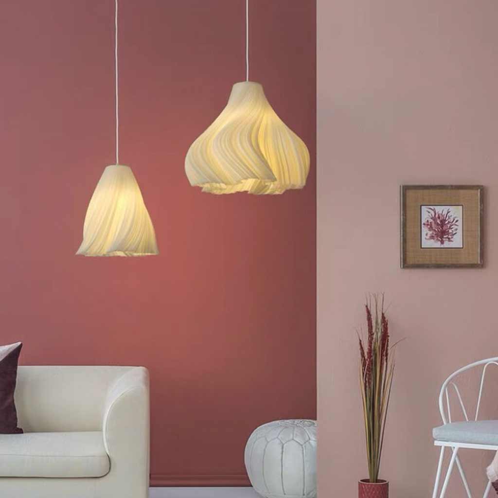 Pendant Light Nordic 3D Printed Pleated Acrylic Small Indoor, White