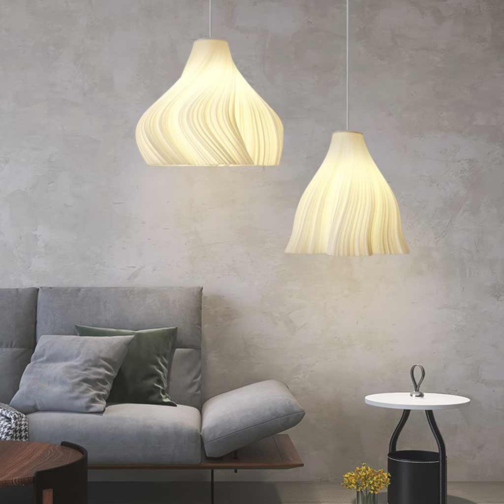 Pendant Light Nordic 3D Printed Pleated Acrylic Small Indoor, White