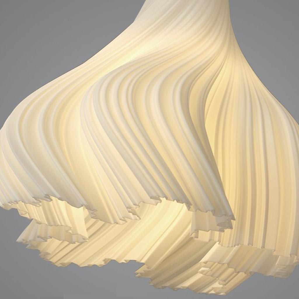 Pendant Light Nordic 3D Printed Pleated Acrylic Small Indoor, White