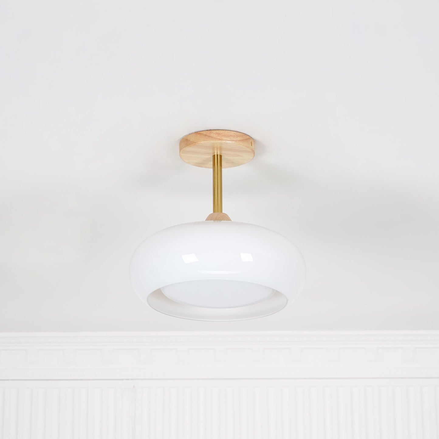 Charlotte Flush Mount Ceiling Light Glass Wood &Orange&White