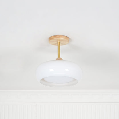 Charlotte Flush Mount Ceiling Light Glass Wood &Orange&White