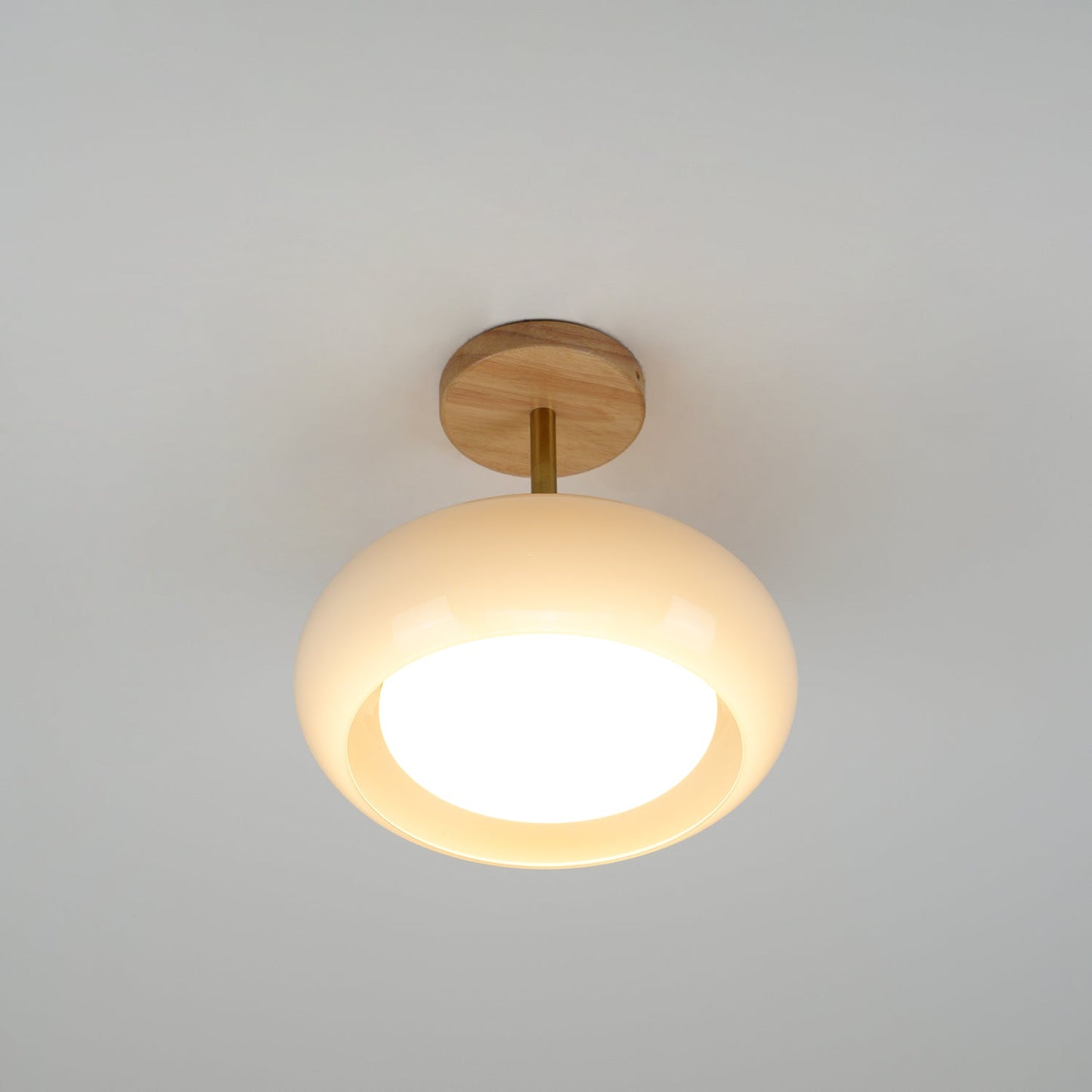 Charlotte Flush Mount Ceiling Light Glass Wood &Orange&White