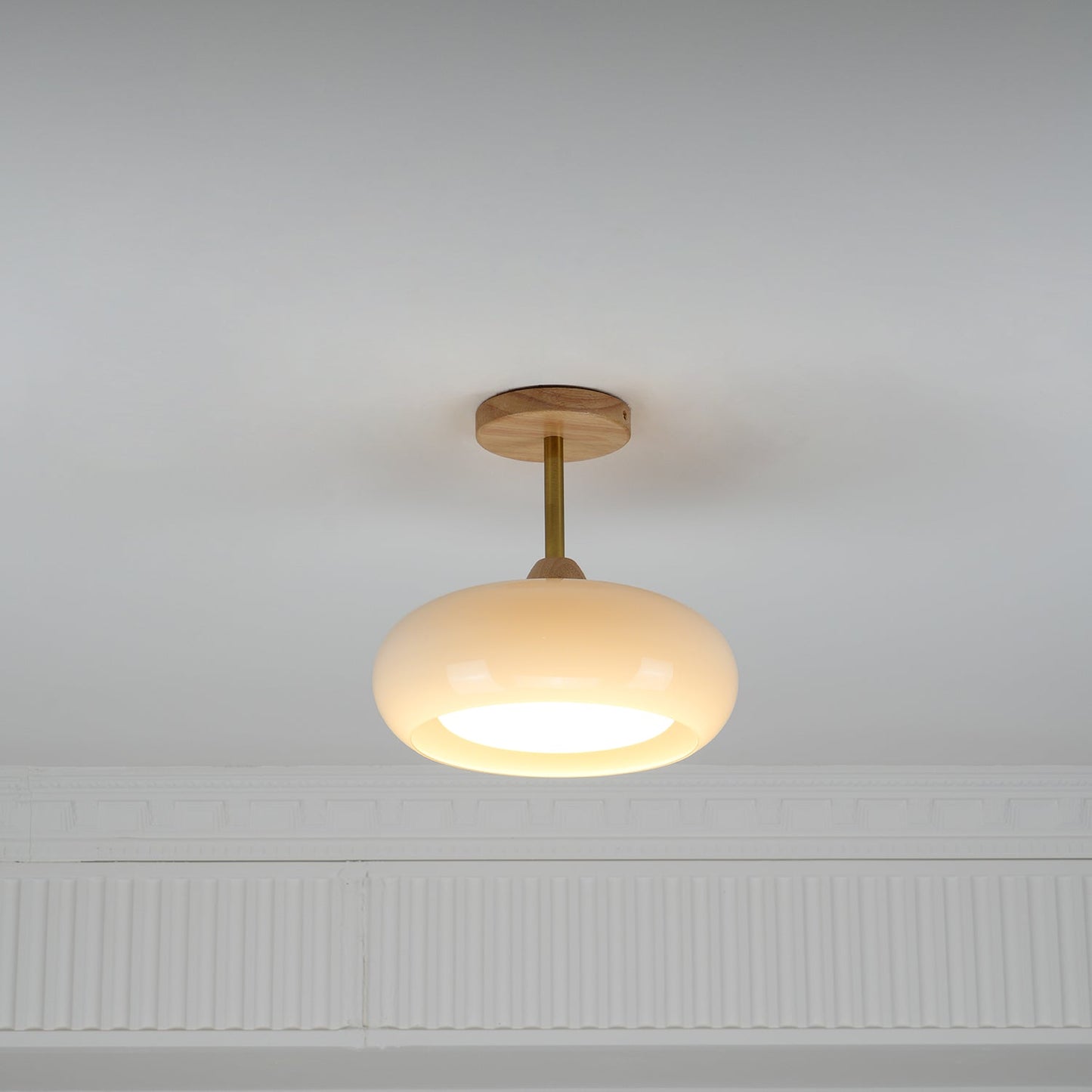 Charlotte Flush Mount Ceiling Light Glass Wood &Orange&White