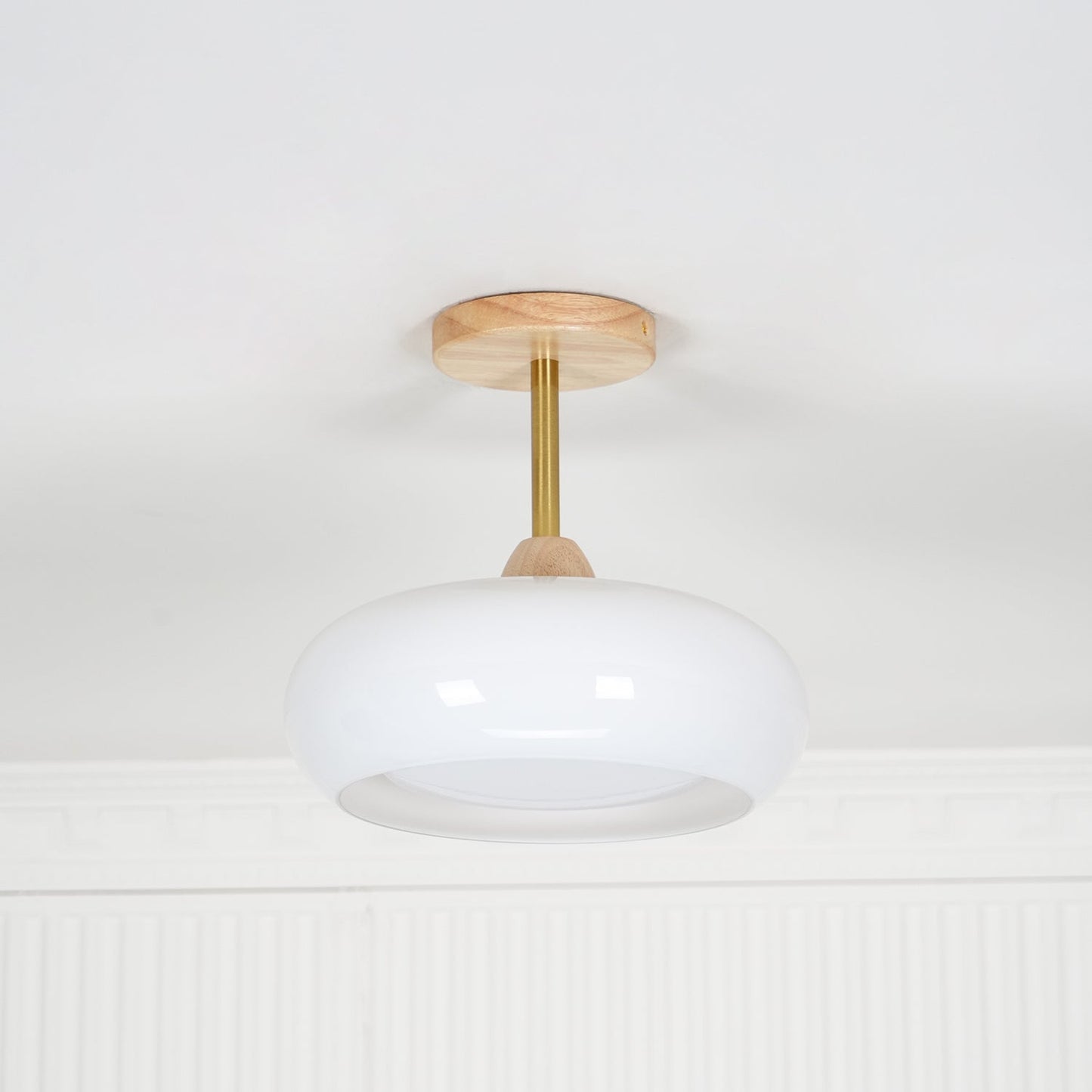 Charlotte Flush Mount Ceiling Light Glass Wood &Orange&White