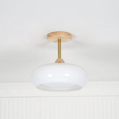 Charlotte Flush Mount Ceiling Light Glass Wood &Orange&White