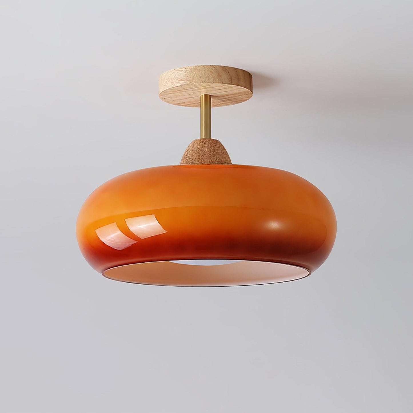 Charlotte Flush Mount Ceiling Light Glass Wood &Orange&White