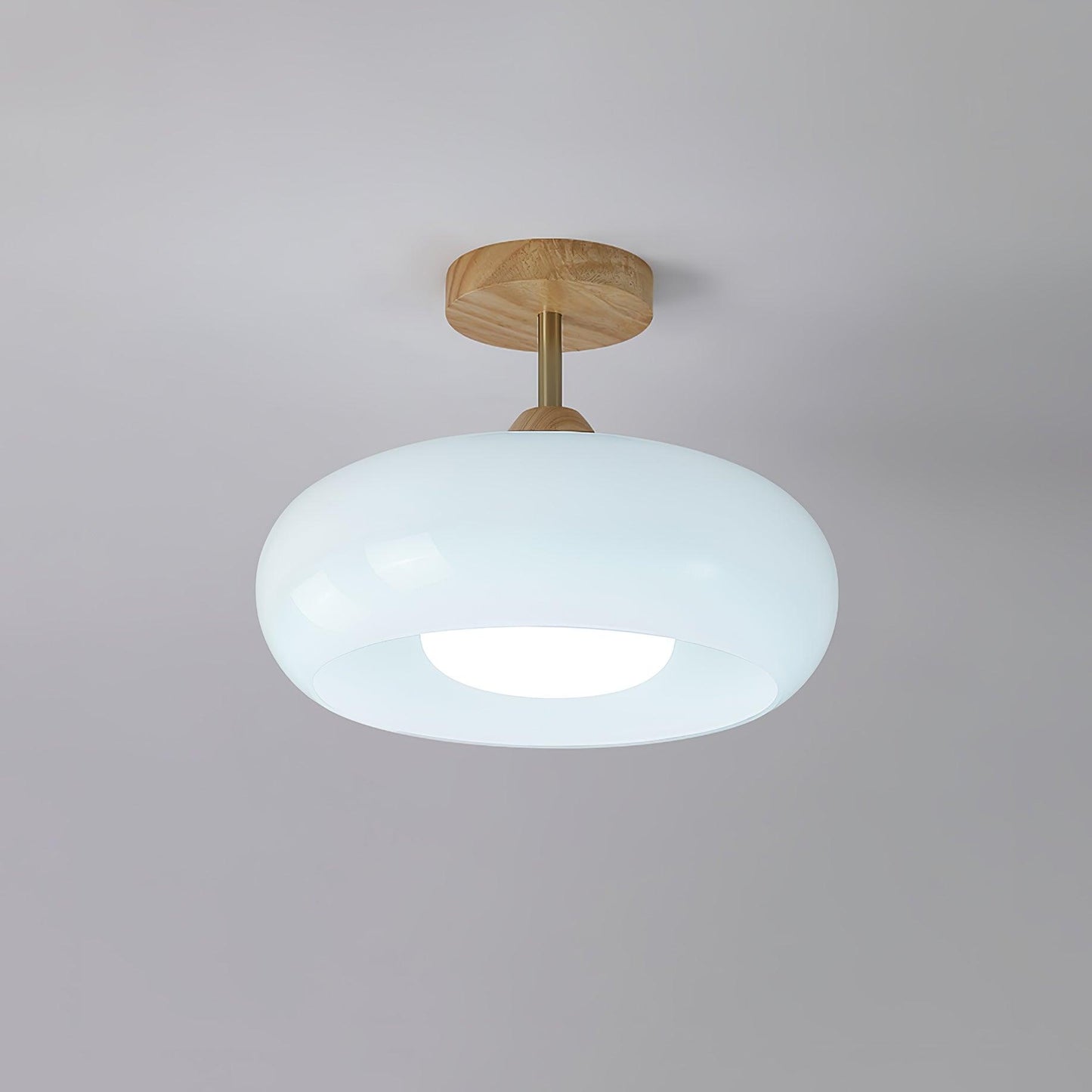 Charlotte Flush Mount Ceiling Light Glass Wood &Orange&White