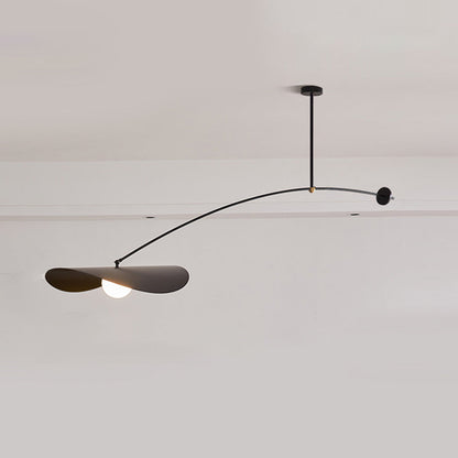 Arisha Minimalist Lotus Leaf Shaped Metal Pendant Light, Black/Gold