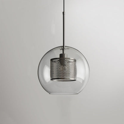 Hessa Contemporary Golden Pendant Light, Glass, Globe/Cylindric