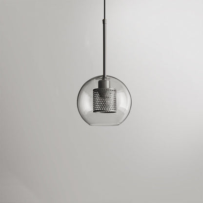 Hessa Contemporary Golden Pendant Light, Glass, Globe/Cylindric