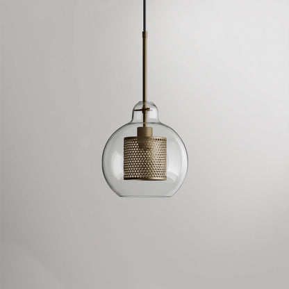 Hessa Contemporary Golden Pendant Light, Glass, Globe/Cylindric