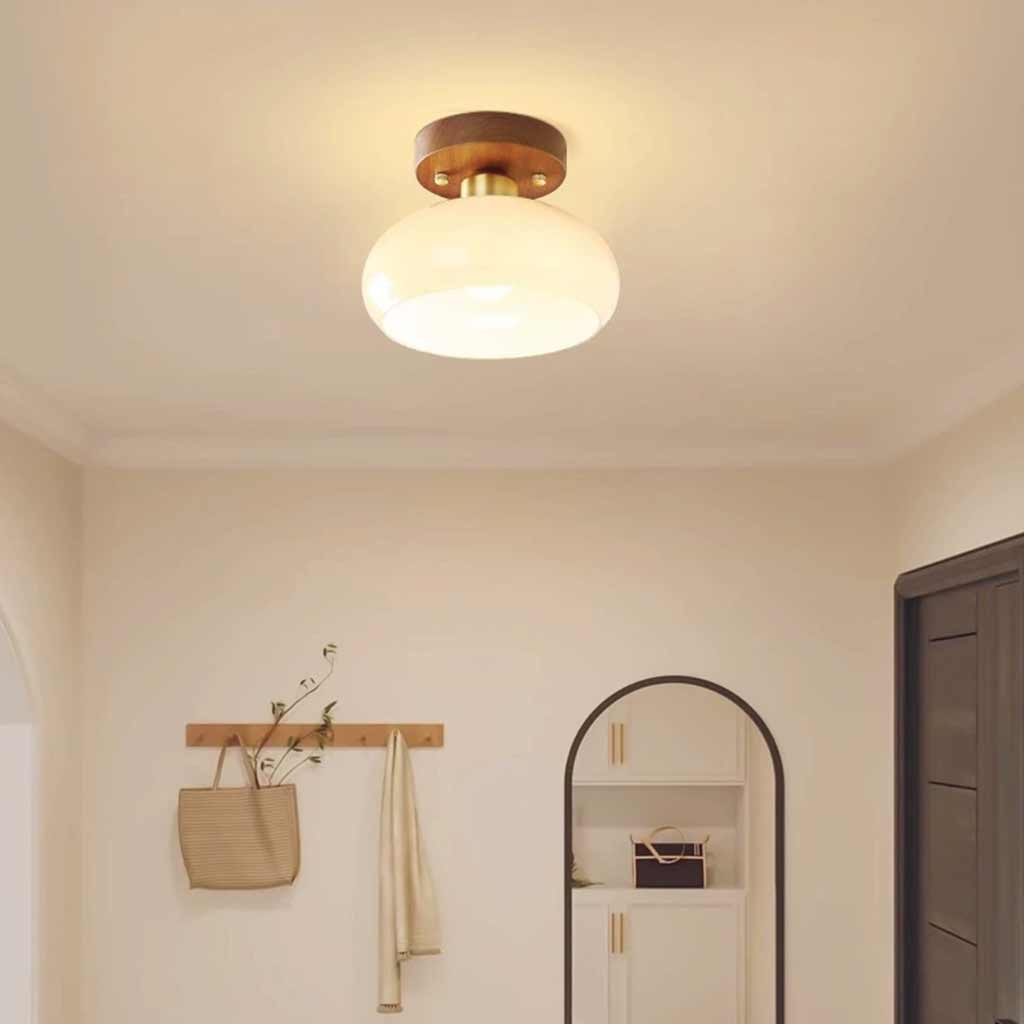 Semi-Flush Mount Ceiling Light Small Vintage Glass
