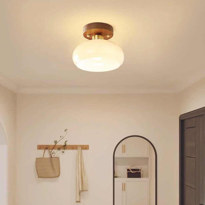 Semi-Flush Mount Ceiling Light Small Vintage Glass