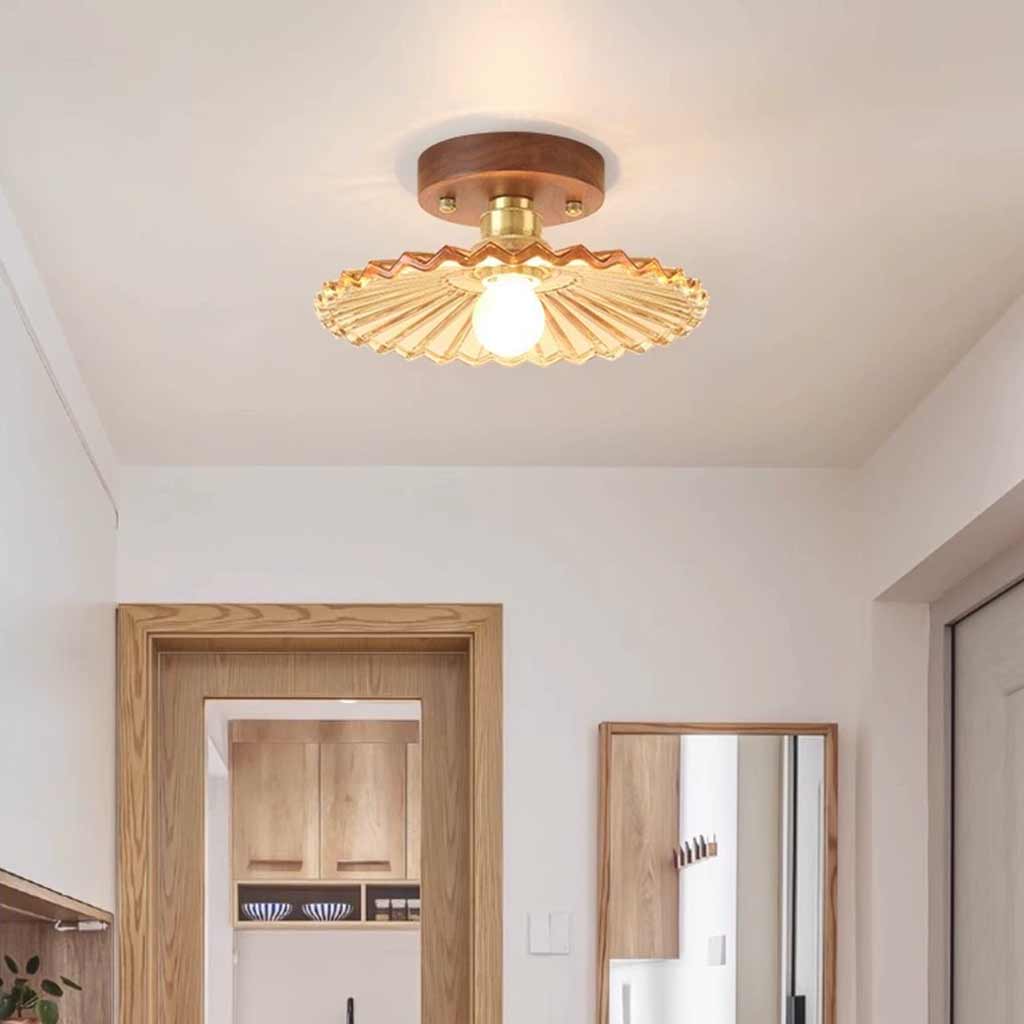Semi-Flush Mount Ceiling Light Small Vintage Glass