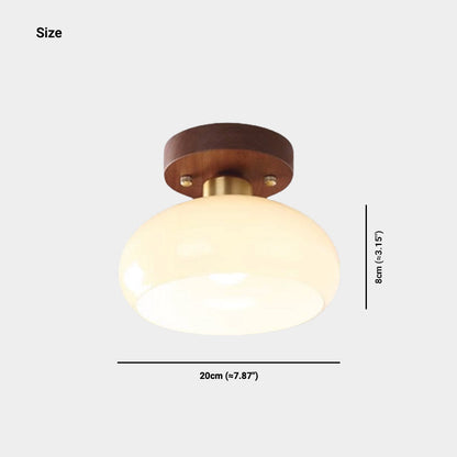 Semi-Flush Mount Ceiling Light Small Vintage Glass