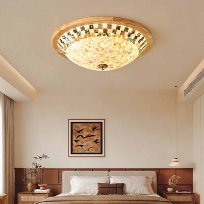Shell Mosaic Round Ceiling Light Flush Mount
