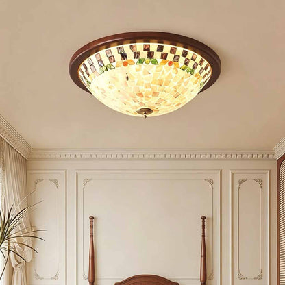 Shell Mosaic Round Ceiling Light Flush Mount