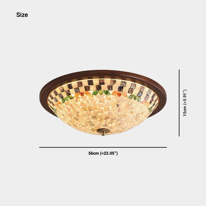 Shell Mosaic Round Ceiling Light Flush Mount