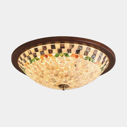 Shell Mosaic Round Ceiling Light Flush Mount