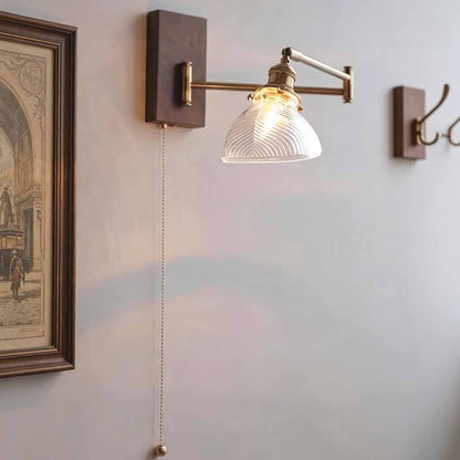 Swing Arm Glass Wall Lamp with Pull Chain