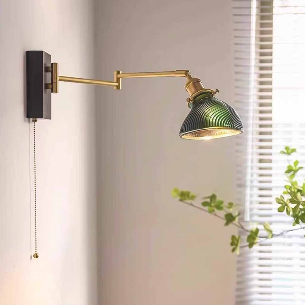 Swing Arm Glass Wall Lamp with Pull Chain