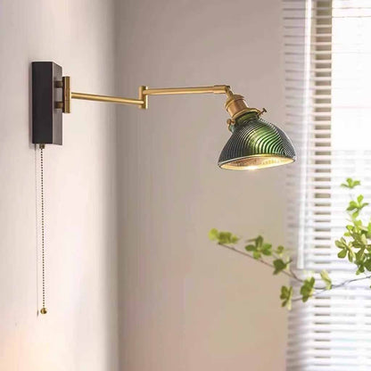 Swing Arm Glass Wall Lamp with Pull Chain