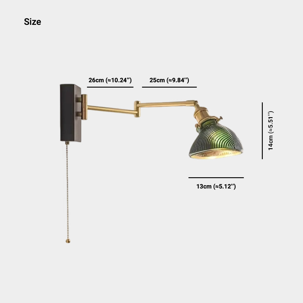 Swing Arm Glass Wall Lamp with Pull Chain