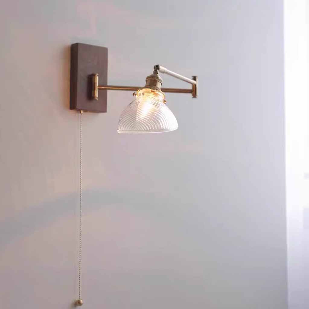 Swing Arm Glass Wall Lamp with Pull Chain