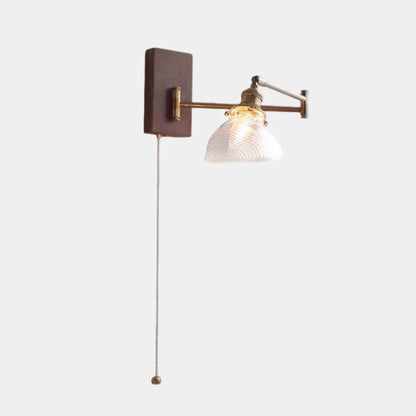 Swing Arm Glass Wall Lamp with Pull Chain